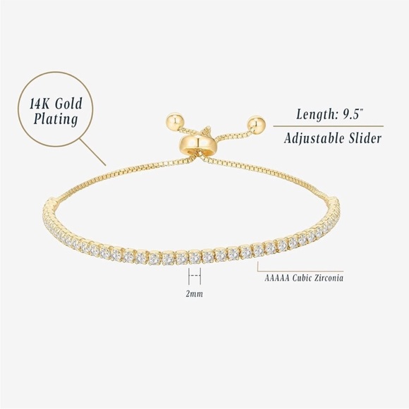 Anthropologie Gold Bracelet with Clear Crystal Details - Picture 6 of 6